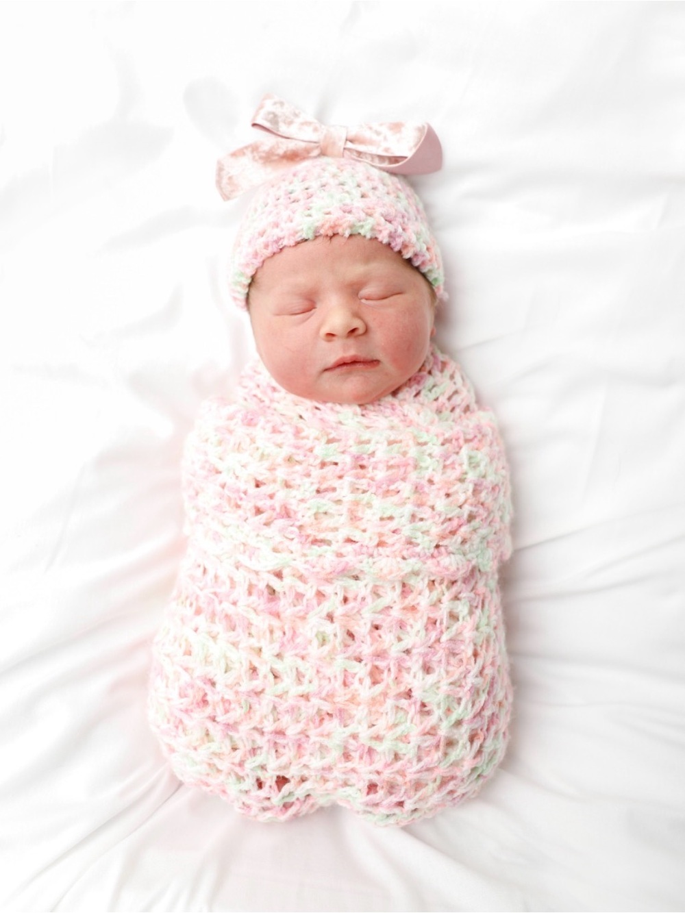 Soft Pastel Crochet Baby Blanket & Bonnet Set